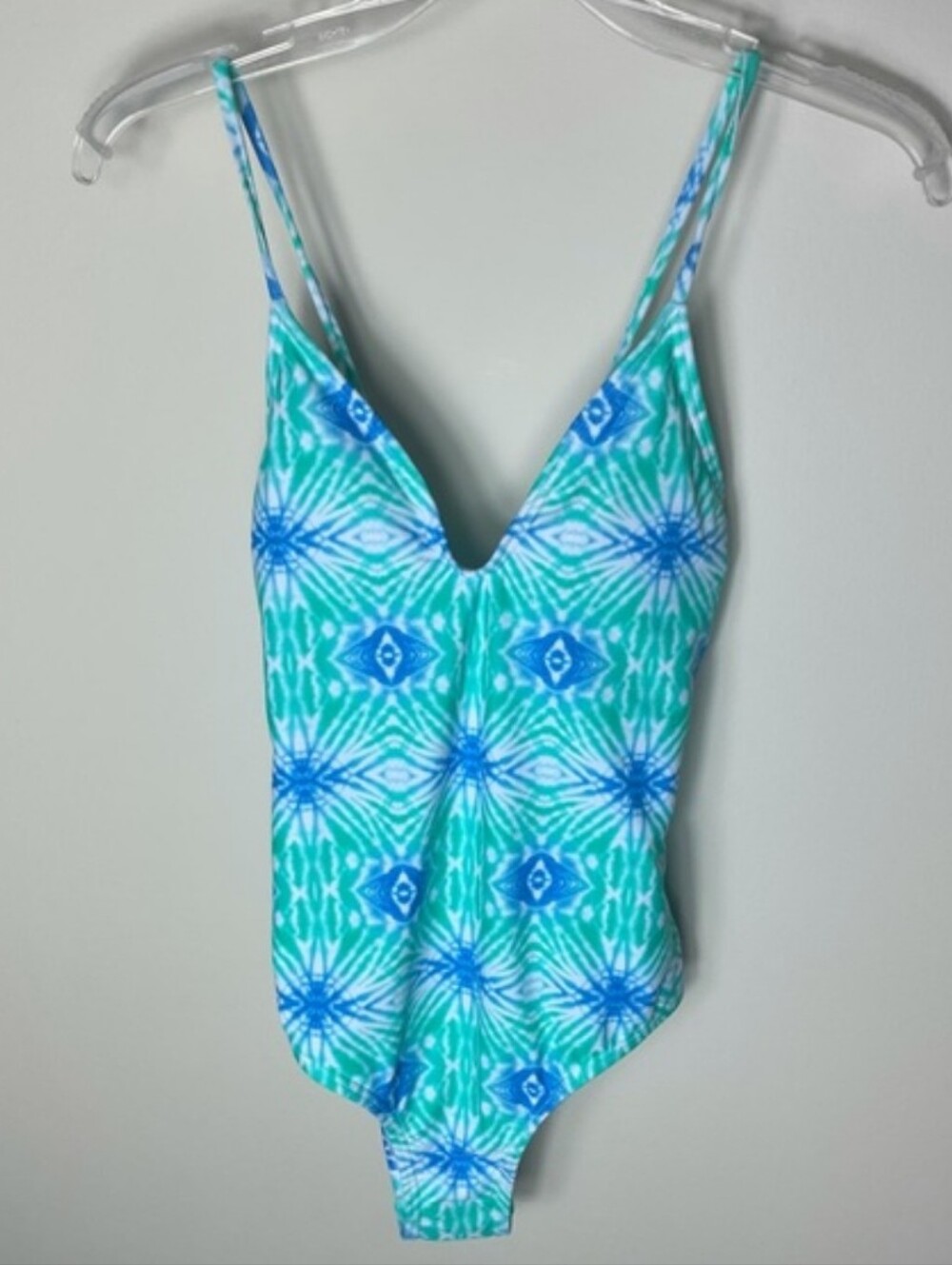 Forever 21 NWT Lace Up Back Green & Blue One-Piece Swimsuit - Picture 1 of 8